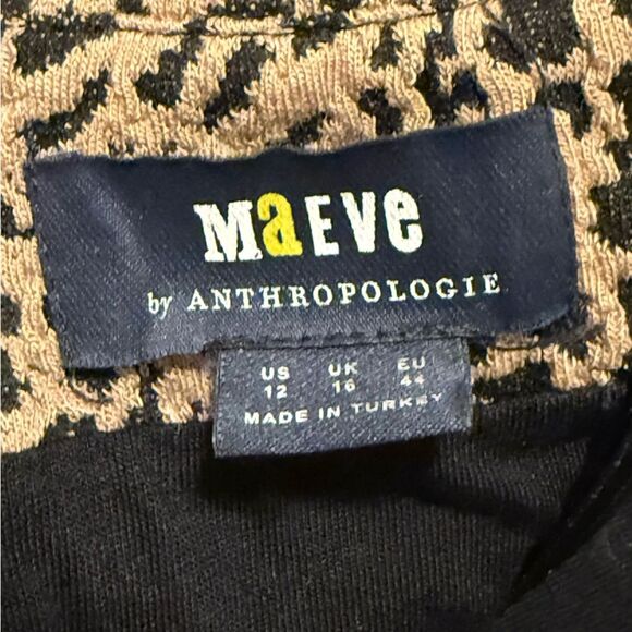 Maeve By Anthropologie Knit Cut-Out Mini Dress Brown‎ Animal Print Size 12 - Picture 8 of 9
